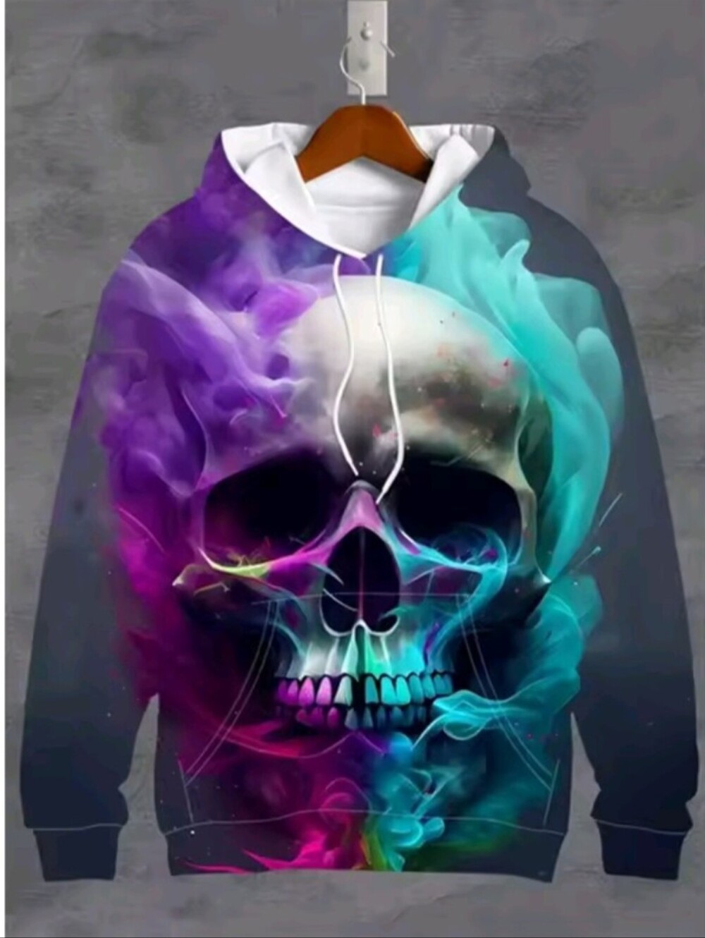 Men's Vintage Sweater 3D Skull Graphic Printed Casual Hoodie